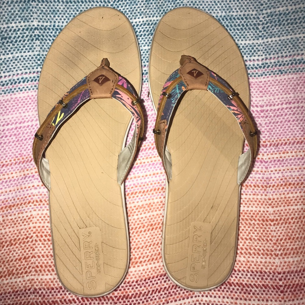 Sperry Floral Flip Flops Size 9